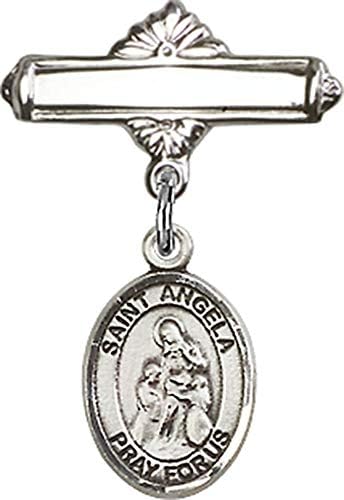 Детски икона от сребро ReligiousObsession с талисман Свети Анджела Меричи и полирани игла за икона