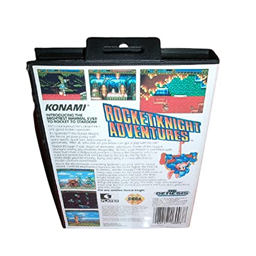 Aditi Rocket Knight Приключения на САЩ Калъф с предавателна и ръководството За игралната конзола Sega Megadrive Genesis 16 бита MD Card (калъф за САЩ и ЕС)
