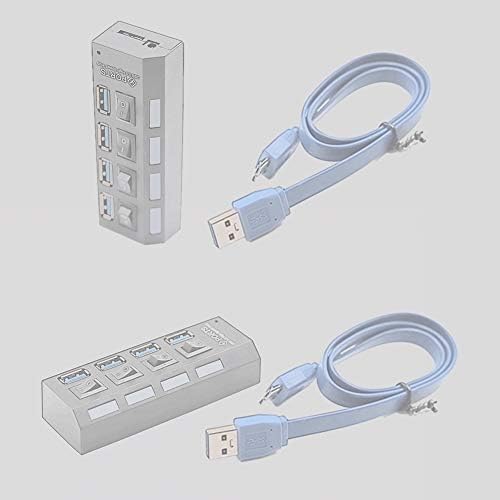 JINHEZO 4-Портов Хъб USB 3.0, USB-хъб за пренос на данни, 22-инчов Удължен Кабел за MacBook, Mac Pro, Mac Mini, iMac, Surface Pro, XPS, КОМПЮТЪР, флаш памет, Мобилен твърд диск с индивидуални светодиодни ключове хранене