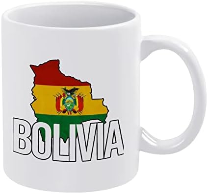 Чаша с Принтом Карта Боливия и Хартата, Кафе в Чаша, Керамична Чаша за Чай, Забавен Подарък с Логото за Офис, Дом, Жени, Мъже - 11 Грама Бяло