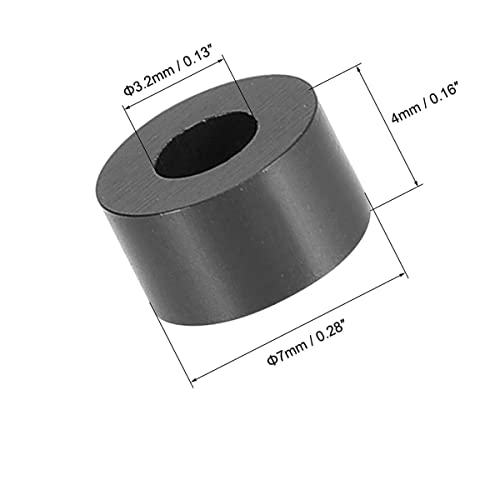 Черни кръгли шайби от ABS-пластмаса Дължина 4 мм, външен диаметър 7 mm, вътрешен диаметър от 3,2 mm, Без дърворезба, подходящи за винтове M3, Крепежный распорный скоба, пластмасови - (50 бр)