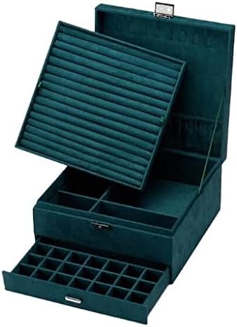 JJRY Фланелевая Кутия За Съхранение на Бижута Огърлица, Обеци, Пръстен, Голяма Кутия За Съхранение С Ключалка Дамски Часовника за Бижута (Цвят: B Размер W/A
