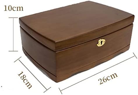 WODMB Изискан Европейски Ретро Дървени Ръчна Кутия за Съхранение на Бижута, в Ковчег за Бижута с ключ (Цвят: A, Размер: 26 см * 18 см. * 10 см.)