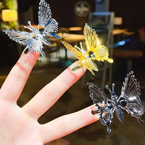 3D Движещи се Фиби за коса с Кичури-Пеперуди, LenYiNee 4 бр., Метална Златна Шнола за коса с Пеперуди, Фиби за Коса, Ръчно изработени Сватбени Шапки за булката, Аксесоари за