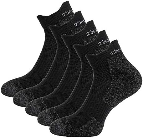 Мъжки чорапи за бягане с подплата Toes&Крачета, 5 опаковки, Черни, бързо съхнещи, Със защита от миризмата, за джогинг, L
