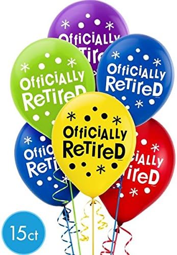 Украса от Латекс балони с надпис Весели пенсиониране Amscan, 15 парчета, Латекс, Весела пенсиониране, на 12 см от Amscan