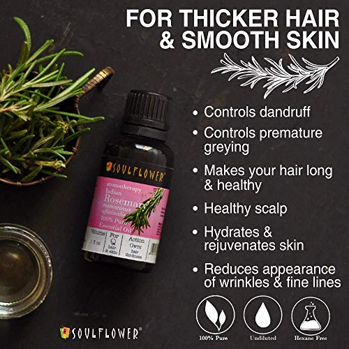 Средства за грижа за косата и кожата Soulflower Essentials, Опаковане Рициново масло-носител и неразреден Етерично масло от розмарин