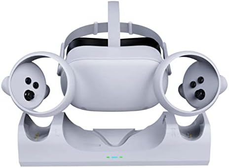 Зарядно устройство за VR-шлем, База за съхранение на Геймърски Периферни устройства, Аксесоари за Oculus Quest 2 (Бял)