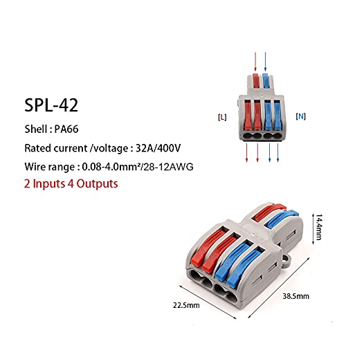 UMCNVV 10 бр. SPL-42 spl 62/63/93 Мини Жак за бързо свързване на проводници 250 В 32A Кабел За публикуване Вставной Проводник Клеммная актуално Включете Здрав (Цвят: SPL-62)