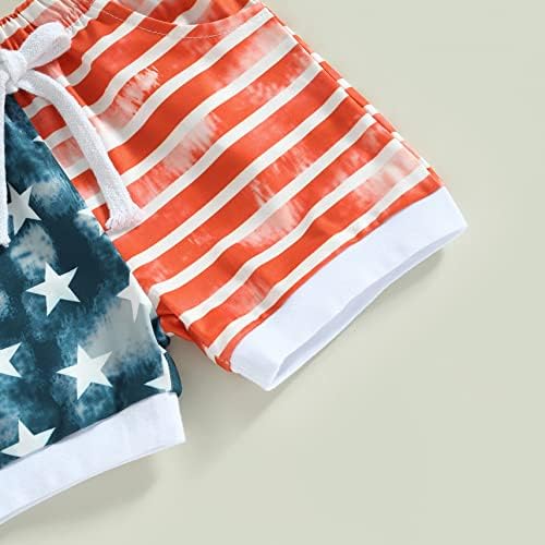 LIN & BABAY / Облекло за бебета момчета на 4 юли, Тениски с къс ръкав, Блузи, къси Панталони с американския флаг, 2 броя, Облекло за Деня на Независимостта