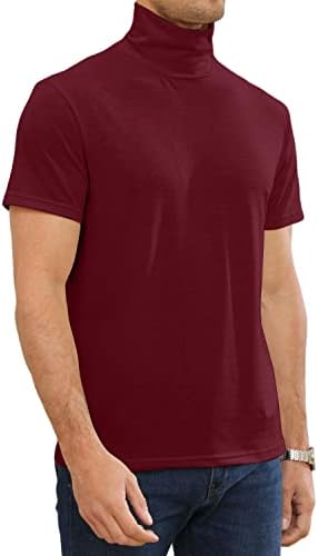 Angbater Модерен Мъжки Ризи-Turtlenecks с къс ръкав, Базова Майк Slim Fit, Обикновена, Пуловери, Тениски