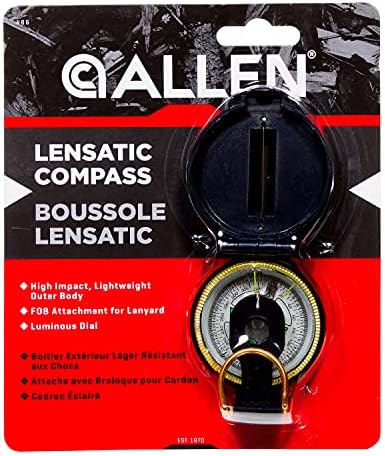 Компас Allen Lensatic с Светящимся циферблат, Черни, Един размер