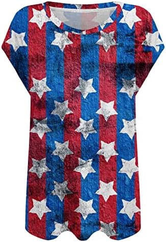 Женска тениска на 4 юли, Тениска с Американския Флаг, Върховете в Звездната Ивица, Къс Ръкав, Патриотични Тениски САЩ, Блуза, Туника