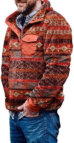 Мъжки Пуловер от Руното, Модни Топли Пуловери в стила на Ацтеките с Дълги Ръкави, Блузи, Пуловери с цип с V-образно деколте, Hoody за Мъже