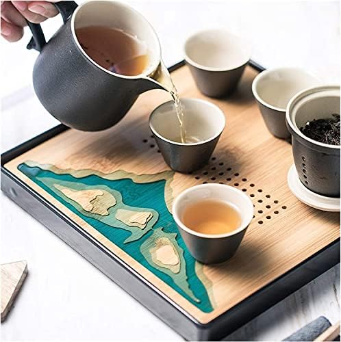 Китайски Чай RAZZUM Gongfu Керамични Супени Комплекти Традиционен Китайски Чай вечеря включва и Кана с подвижна цедка за чай 4 Чаени Чаши Бамбуков Чай Тава и се Стяга за ч