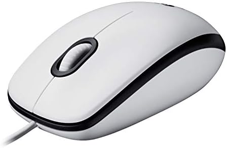 Проводна USB мишка Logitech M100, 3 бутона, Оптично проследяване на 1000 dpi, Двустранен, Съвместима с PC, Mac, лаптоп - Бяла