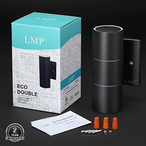 LMP Модерен Външен Стенен монтаж, Лампа за Верандата, Лампа за вътрешен Двор с Черна Алуминиево покритие за Украса, Гараж, 1 опаковка, Черен