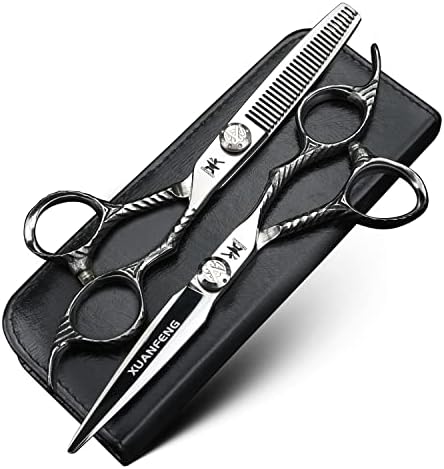 Ножици за коса с шарени дръжка, 6 инча, стомана 9cr18, Професионални Ножици за подстригване и филировки, Фризьорски Ножици за оформяне на косата, подходящи за семейния