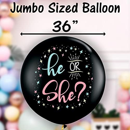 Балон за определянето на пола - Включва Екологично чисто, розово и синьо конфети - 2 бр. балон 36 инча за обяви момче или Момиче