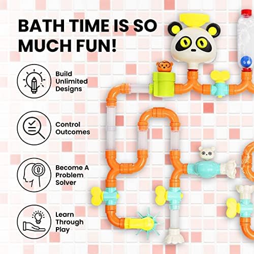 Играчки за баня със собствените си ръце, за деца от 1-3 години и деца на 4-8 години, Водни Играчки на крака с разширени функции, Набор от 60 Цветни тръби за баня с Подвижн?
