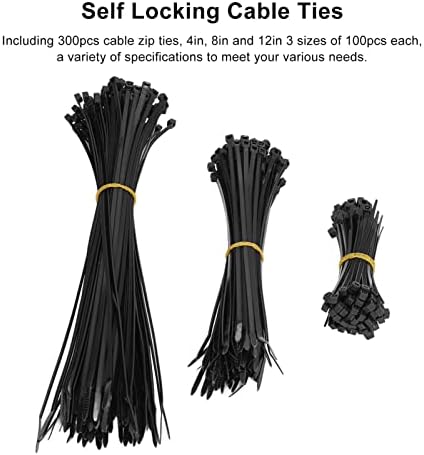 Набор от мрежести кабелни основи KEMUDO 300 бр., тежкотоварни самоблокирующиеся замазки, черни кабелни превръзки издръжливост 40 паунда, подходящи за изграждане на гара
