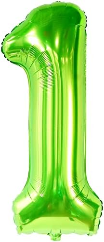 Балон KatchOn, Green One на Първия рожден ден - 40 Инча | Гигантски Зелен балон номер 1 в Първия ден на раждане | Декорация Wild One за рожден Ден за момчета | балони номер 1 в Деня на