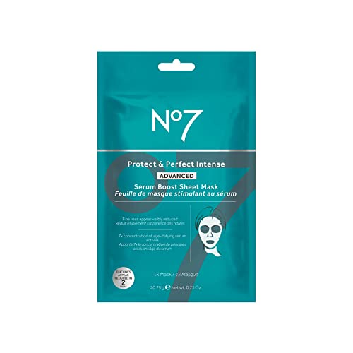 No7 Protect & Perfect Boost Serum Sheet Mask - маска против Стареене за лице, Сокращающая Фини линии и бръчки - Хидратиращ маска за лице с Хиалуронова киселина и оризов протеин (1 Маска)