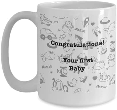9701346-Голяма чаша за 15 унции - Детски душ - новородено дете - Поздравления, първата детска чаша за кафе или чай - за жени и за мъже - за татко - за