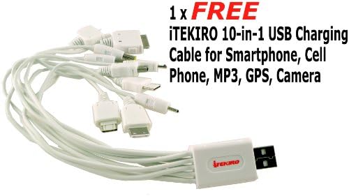 iTEKIRO AC Стенно Зарядно за Кола Dc Комплект за Sanyo DMX-ТН1 + iTEKIRO 10-в-1 USB Кабел За зареждане