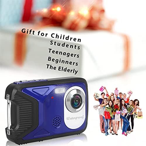 Водоустойчив Цифров фотоапарат за деца 30MP 16FT Подводен Фотоапарат с карта памет 32G Компактен Фотоапарат за Насочване и стрелба, Подводна Камера за гмуркане и пътуване (син)