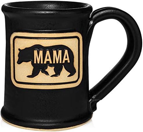 Кафеена чаша Мама Мечка - чаши за Кафе за мама - най-Добрият подарък за рожден Ден на мама - Чудесен подарък За Нови майки е Чудесен подарък За бъдещи майки - Черен 14 унции Ръчно изработени В САЩ от Нечести Clay