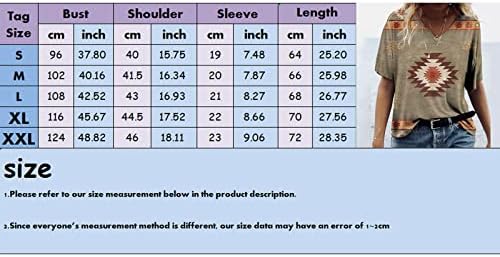 Дамски Потник-Туника, Летни Потници за жени, Тениски с V-образно деколте, Ризи с Къс Ръкав, Ризи Свободно, Намаляване, Всекидневни Ретро Принт