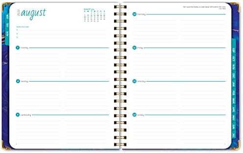 Планер на 2023-2024 учебна година в твърди корици: (юни 2023 до юли 2024) Дневник с размер 8,5 x11, Седмична, месечна планер, Годишната програма. Набор от отметки, джобни папки и стикери за бележки (Тъмно Син мрамор)
