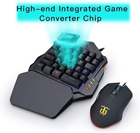 DGG ST-KM7 RGB Детска Комбинирана Клавиатура и мишка за една ръка с Вътрешен водач, Конвертор гейминг контролер за Xbox ONE/Xbox 360/PS4 / Switch /PS3