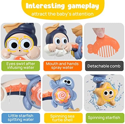 Играчки за баня за деца от 1 до 3 години За момчета и Момичета - Интерактивен гама от Играчки за Детска Баня с монтиран на Стената алеи, детски Играчки, с Водно Колело,