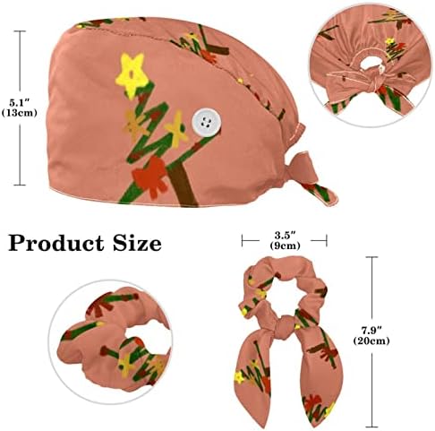Шапки-Ексфолианти за медицински Сестри, Жена с Дълга Коса, Регулируема Работна Шапка под формата на Елхи с Пуговицей и Лък, Ластикът За Коса