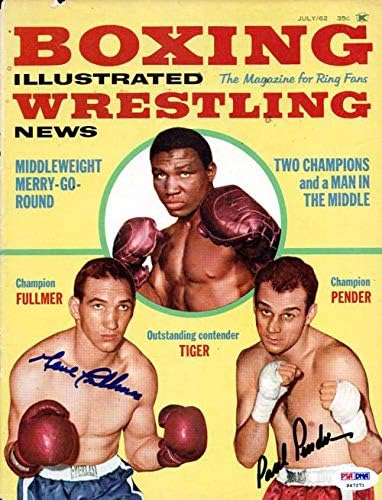 Джин Фуллмер и Пол Пендер с автограф на корицата на боксов Илюстрира влезете PSA/DNA S47271 - Боксови списания с автограф