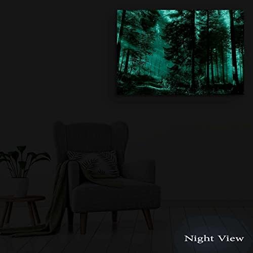 Стенно изкуство върху платно Startonight - Пейзаж от пътят в гората, Природен пейзаж за Всекидневната, Картината в рамка 32 x 48 инча