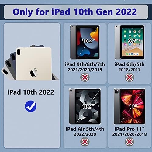 Калъф Azzsy за iPad на 10-то поколение 10,9 инча 2022, [Вграден държач за моливи] Сверхпрочный Удароустойчив Здрав Защитен калъф за iPad 10,9 инча 2022 година на издаване, Небето-син