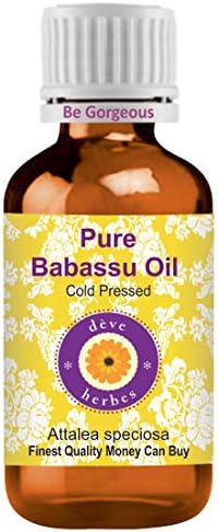 Deve Herbs Чисто масло от Бабасу (Attalea speciosa) от вътрешната Пластмасова евро-капкомер Естествен Терапевтични качество, студено пресовано за лична хигиена, 5 мл (0,16 грама)