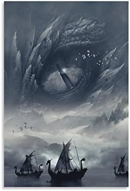 Очите Йормунганда кораб, на който търси Дракон на Убийството на Дракона Естетика Плакат на Стената Художествени Картини на Платно Стенен Декор Начало Декор на Декора в Хола Естетически 08x12 инча (20x30 см), Без рамка-