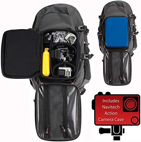 Раница за екшън камери Navitech и син калъф за съхранение с вградено нагрудным колан - Съвместим с екшън камера AKASO V50 Pro
