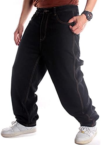 Класически дънки Свободно Cut EnllerviiD За мъже - Свободни Модни Широки Удобни Обикновена Дънкови Панталони в стил хип-Хоп