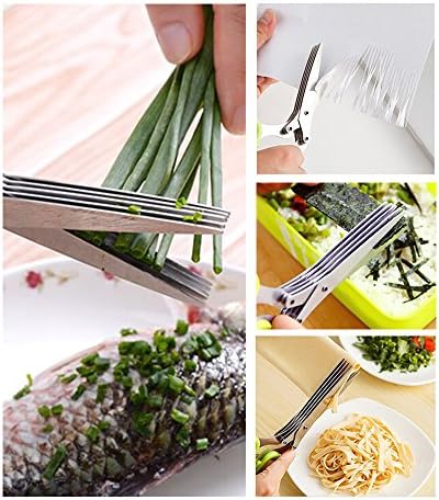 Кухненски ножици GMASO с 5 остриета за билки От Неръждаема стомана -Универсален Кухненски ножици