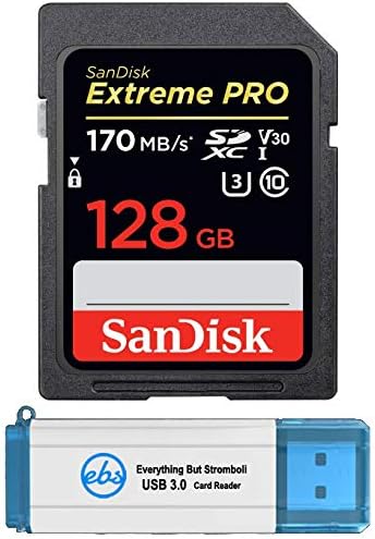 SDXC карта SanDisk Extreme Pro 128 GB за фотоапарати Panasonic съвместима с DC-BGH1, DC-S5 Class 10 UHS-1 4K V30 (SDSDXXY-128G-GN4IN) в комплект с (1) за Всички, с изключение на устройството за четене на карти памет