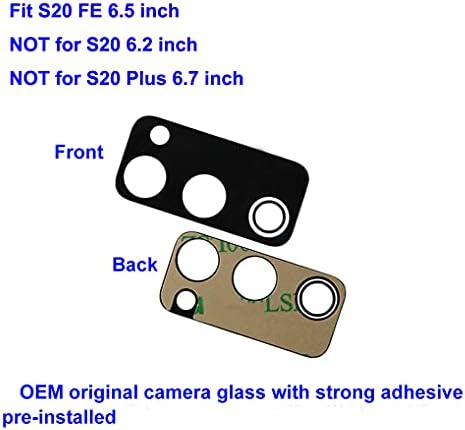 YUYOND 2 елемента OEM Оригинална Подмяна на Стъкло на Обектива на Гърба на камерата за Samsung Galaxy S20 FE 6,5 Инча (Всички носители), Лепило, предварително инсталиран с набор от инструменти (не е подходящ за S20
