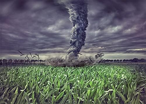 BELECO 10x6,5 фута Тъканни Зелени Фонове с Торнадо в Кукурузном полето за Снимане на земеделска земя, гръмотевична буря Мълния, на Торнадо, на Заден План, Украса за Парти ?