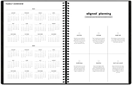 Седмичен Вертикално планиране на срещата на 2022 година, подравнени по синьо небе, от 8.25 x 11, Плътна корица, Полуприкрытый жично корици, черно (123846-22)