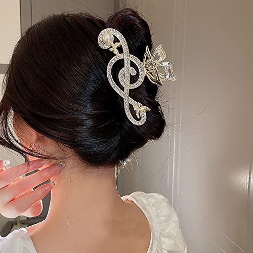 2 предмета, шнола за коса с кристали, музикална нота, перлена окачване, стяга под формата на пеперуда, елегантни метални аксесоари за коса за жени