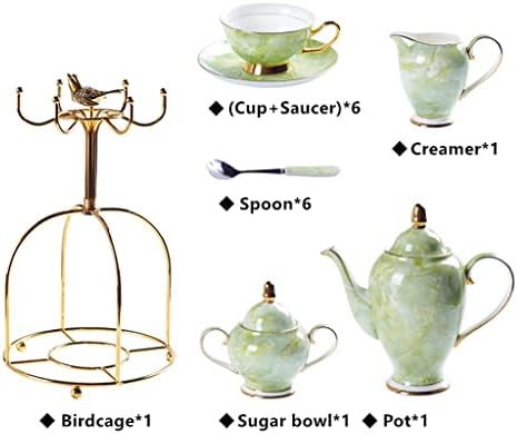 WSSBK на Мрамор, порцелан кафе услуга Чай комплект Керамични Чай Саксия Чаша Керамична чаша Чайник Чай комплект за парти Кафе услуга (Цвят: D, размер: както е показано на фигурата)